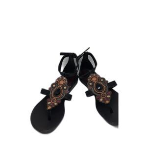 Bay club Women’s Boho Beaded T-Strap Sandal Slingback Comfort Sandals Size 8 #37